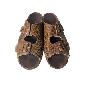 La Plume Jen Leather Slide Sandals Brown Chocolate Nubuck EU 37 VINTAGE